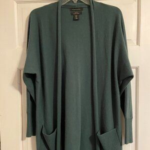 Tahari Women's PURE LUXE 100% Cashmere Green Open Cardigan w/ Pockets S - NWOT